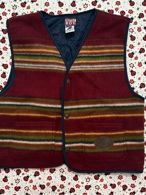 Vintage 1990s Bugle Boy Aztec Stripe Wool Blend Vest